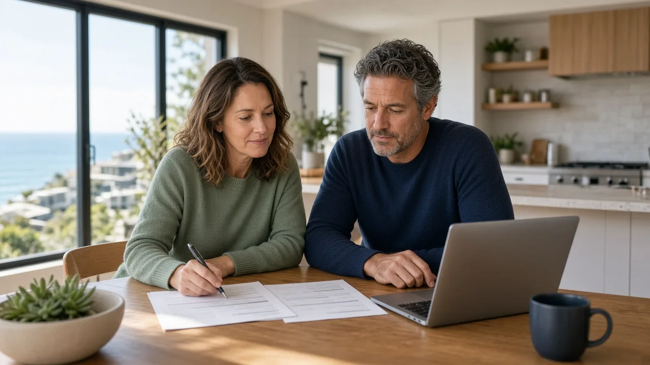 Orange County homeowners reviewing refinance and home loan options at their kitchen table